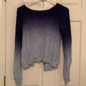 Blue ombré sweater with open back